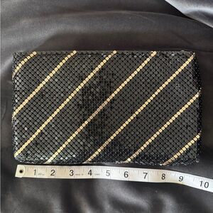 VTG Women’s Black Gold Sequin Purse Clutch Handbag Bag Crossbody w/ Chain Strap